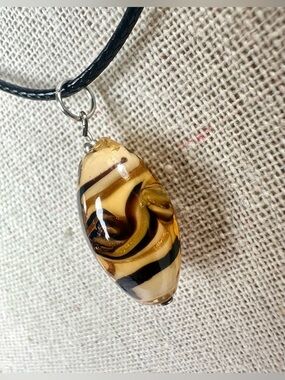 🤎Glass Bead Pendant Necklace in Earth Tones & Black